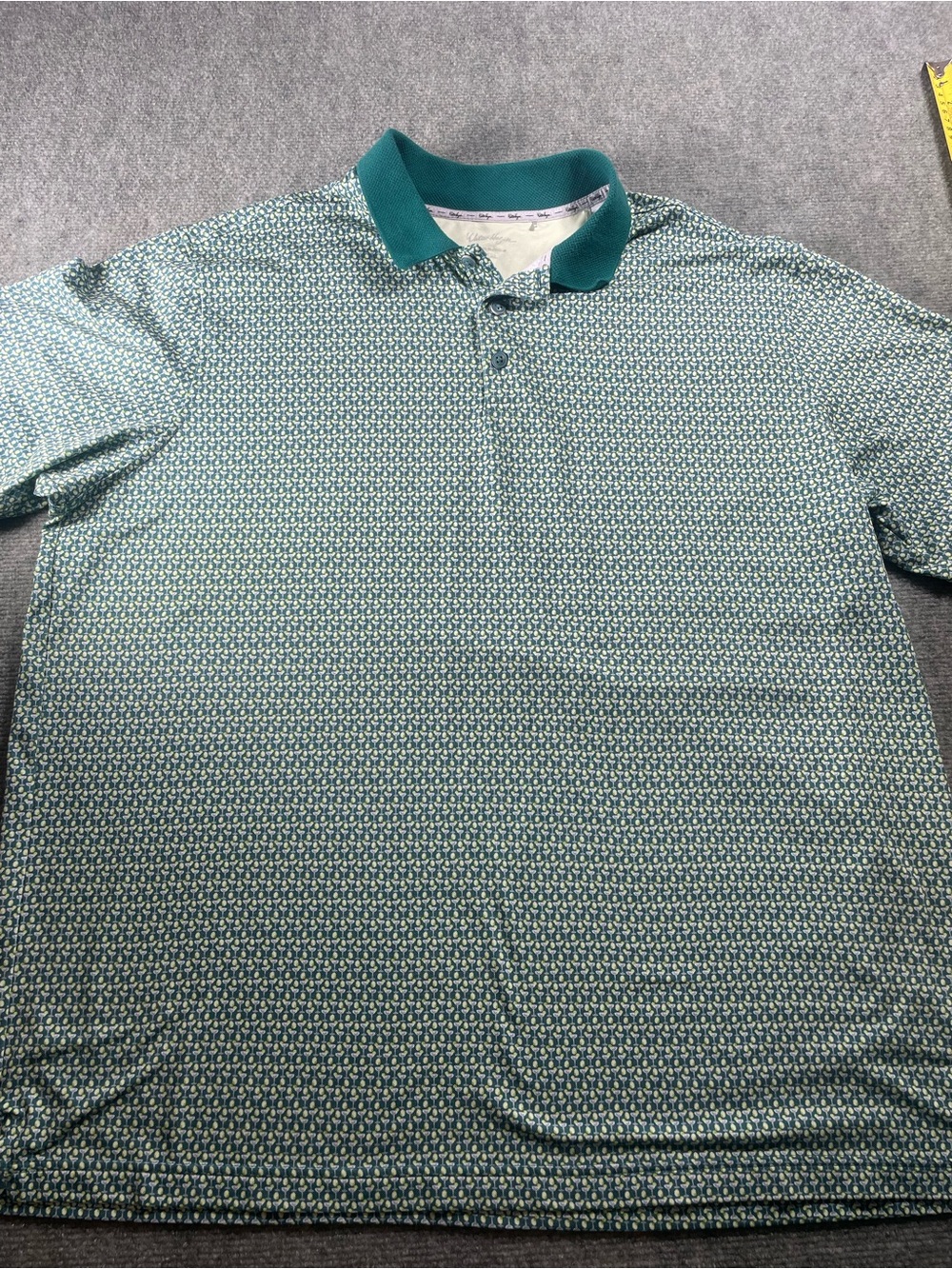 Walter Hagen Green Martini Patterned Polo with Dark Green Collar
